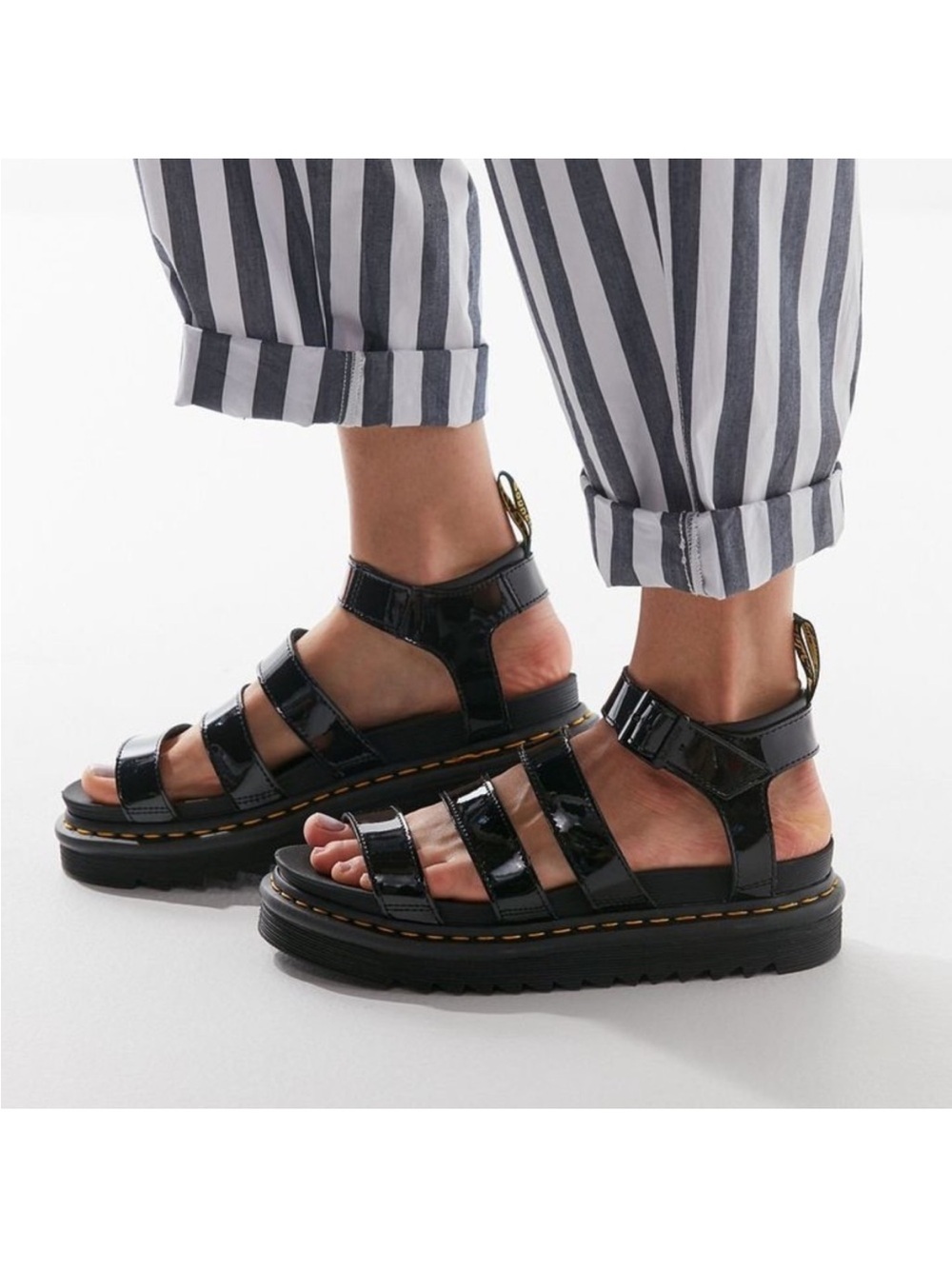 Dr. Martens Blaire Black Patent Leather Sandals Size 7